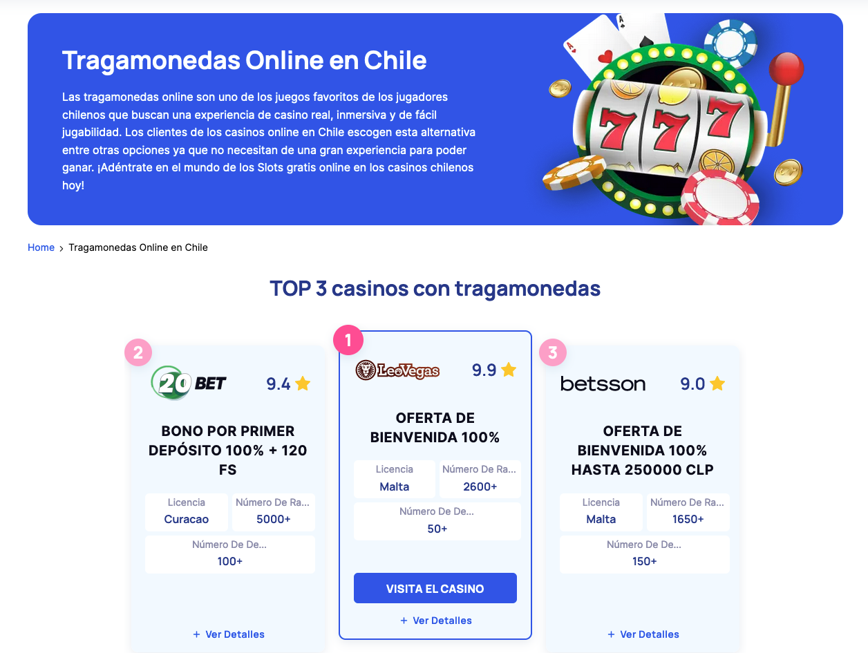 Los mejores casinos con tragamonedas en Chile